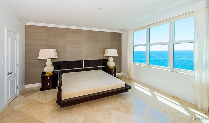 Master Bedroom inside Residence 15A, Tower II For Rent at The Palms, Luxury Oceanfront Condos Fort Lauderdale, Florida 33305