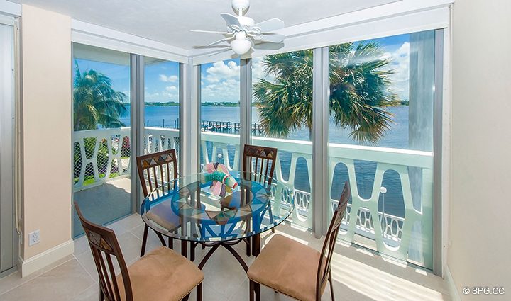Waterfront Breakfast Area in Residence 316 at The President of Palm Beach, Luxury Waterfront Condos in Palm Beach, Florida 33480