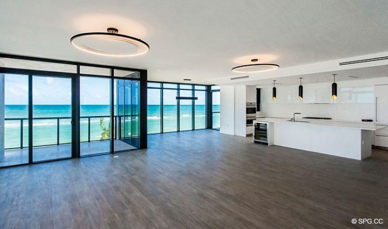 Living Room inside Residence 4B at Sage Beach, Luxury Oceanfront Condominiums in Hollywood, Florida 33019