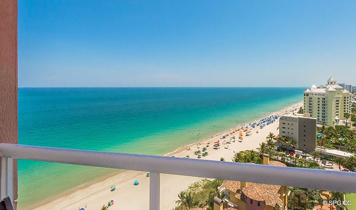 Terrace View from Residence 17B, Tower II at The Palms, Luxury Oceanfront Condos in Fort Lauderdale, Florida 33305.