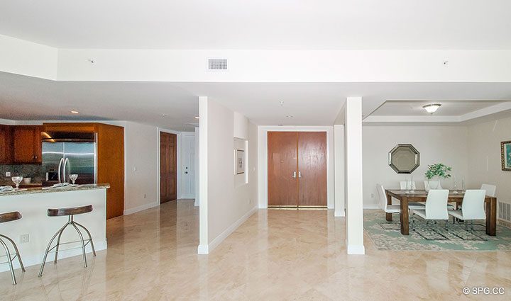 Entrance into Residence 4B at Aria at Las Olas, Luxury Waterfront Condos on Hendricks Isle in Fort Lauderdale, Florida 33301
