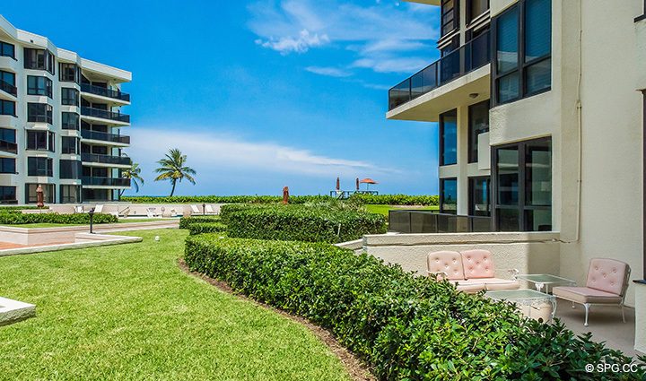 Beautifully Kept Grounds for Residence 1-102 For Sale at Oasis, Luxury Oceanfront Condos in Palm Beach, Florida 33480.