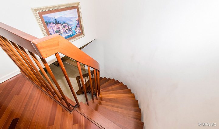 Staircase in Residence 1-101 at Oasis, Luxury Oceanfront Condos in Palm Beach, Florida 33480.