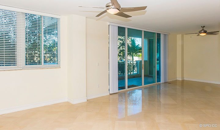 Living Room inside Residence 204 at The Landings at Las Olas, Luxury Waterfront Condominiums Fort Lauderdale, Florida 33305