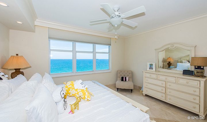 Master Bedroom Ocean Views in Residence 9F, Tower I at The Palms, Luxury Oceanfront Condominiums Fort Lauderdale, Florida 33305
