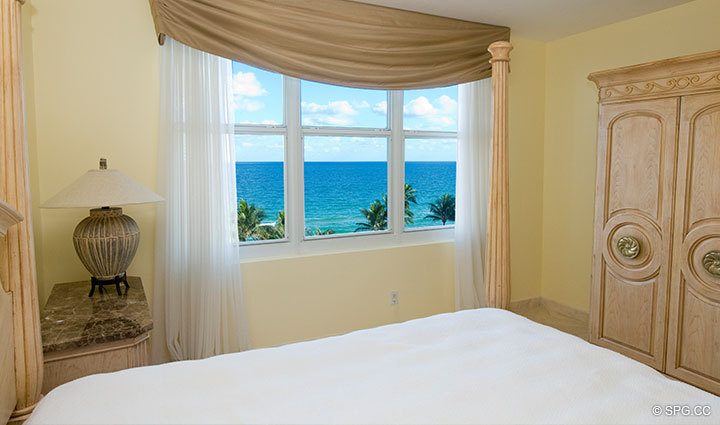 Master Bedroom at Luxury Oceanfront Residence 6A, Tower I, The Palms Condominiums, 2100 North Ocean Boulevard, Fort Lauderdale Beach, Florida 33305, Luxury Seaside Condos