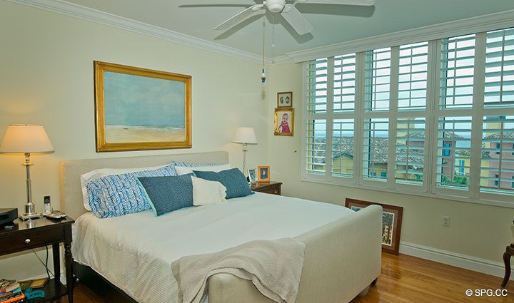Master Bedroom at Luxury Oceanfront Residence 7A, Tower II, The Palms Condominiums, 2110 North Ocean Boulevard, Fort Lauderdale Beach, Florida 33305, Luxury Seaside Condos