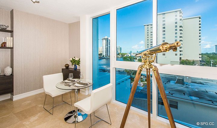 Breakfast Area inside Residence 504 at La Rive, Luxury Waterfront Condos in Fort Lauderdale, Florida 33304.