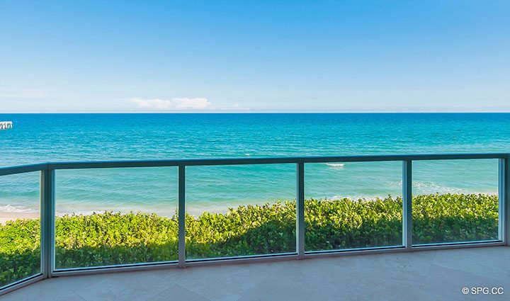 Beachfront Terrace for Residence 406 at Bellaria, Luxury Oceanfront Condominiums in Palm Beach, Florida 33480.
