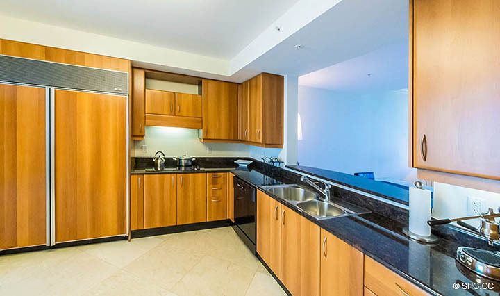 Kitchen inside Residence 10D, Tower II at The Palms, Luxury Oceanfront Condominiums Fort Lauderdale, Florida 33305