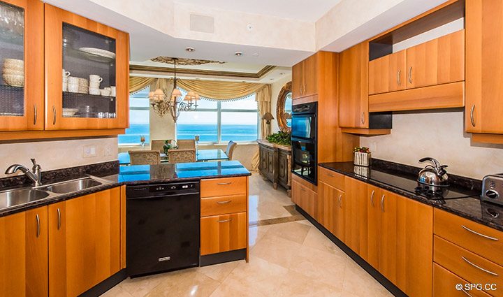 Kitchen and Dining Room in Residence 18B, Tower I at The Palms, Luxury Oceanfront Condominiums Fort Lauderdale, Florida 33305