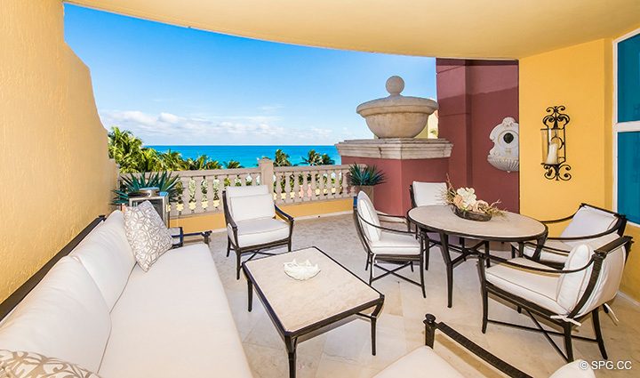 Terrace Ocean Views from Residence 5D, Tower I at The Palms, Luxury Oceanfront Condominiums Fort Lauderdale, Florida 33305