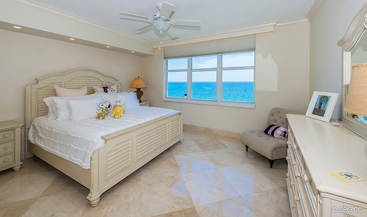 Master Suite inside Residence 9F, Tower I at The Palms, Luxury Oceanfront Condominiums Fort Lauderdale, Florida 33305