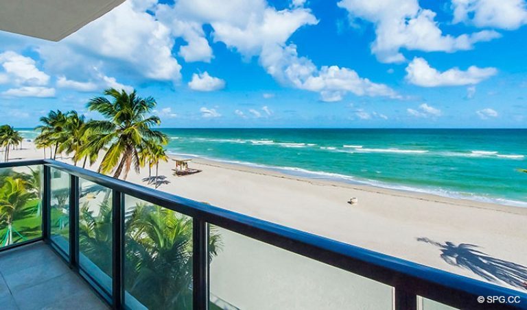 Beachfront Terrace View from Residence 4B at Sage Beach, Luxury Oceanfront Condominiums in Hollywood, Florida 33019