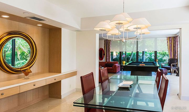 Dining Room inside Residence R1C1 at The Stratford, Luxury Oceanfront Condominiums in Palm Beach, Florida 33480.