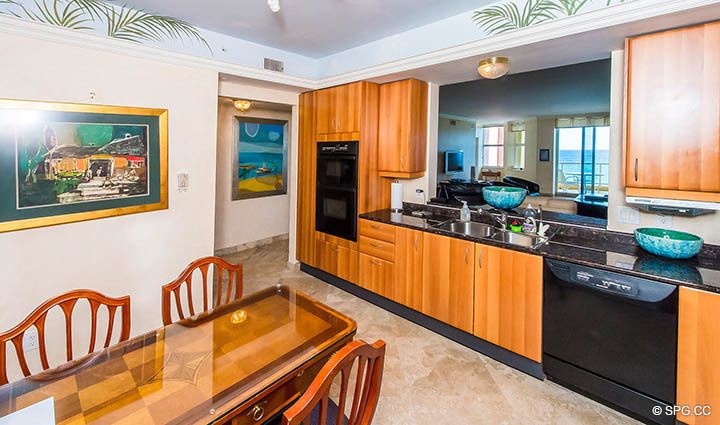 Kitchen with Ocean Views in Residence 12A, Tower I at The Palms, Luxury Oceanfront Condominiums Fort Lauderdale, Florida 33305