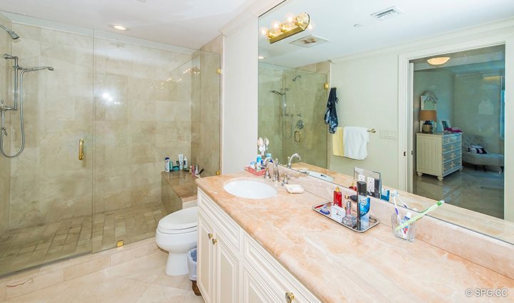 Renovated Master Bath in Residence 9F, Tower I at The Palms, Luxury Oceanfront Condominiums Fort Lauderdale, Florida 33305