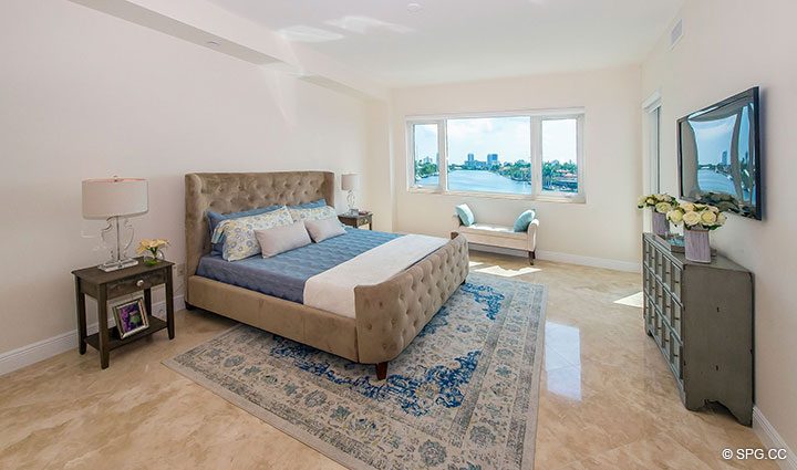 Master Bedroom in Residence 4B at Aria at Las Olas, Luxury Waterfront Condos on Hendricks Isle in Fort Lauderdale, Florida 33301