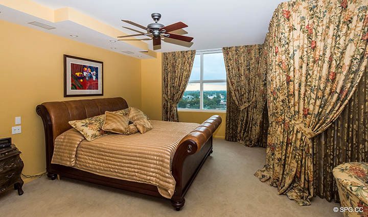 Master Bedroom inside Residence 9B, Tower I at The Palms, Luxury Oceanfront Condos in Fort Lauderdale, Florida 33305.