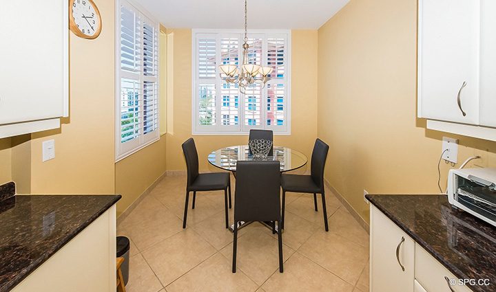 Breakfast Area inside Residence 8B, Tower I at The Palms, Luxury Oceanfront Condominiums Fort Lauderdale, Florida 33305