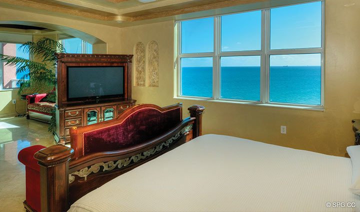 Master Suite at Luxury Oceanfront Residence 10B, Tower II, The Palms Condominium, 2110 North Ocean Boulevard, Fort Lauderdale Beach, Florida 33305, Luxury Seaside Condos
