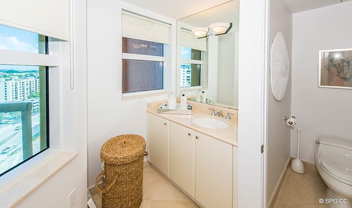 Guest Bathroom in Residence 15A, Tower II For Rent at The Palms, Luxury Oceanfront Condos Fort Lauderdale, Florida 33305