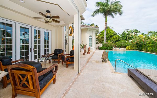 Relaxing Pool and Deck Area at Luxury Waterfront Estate Home,146 Nurmi Drive, Fort Lauderdale, Florida 33301