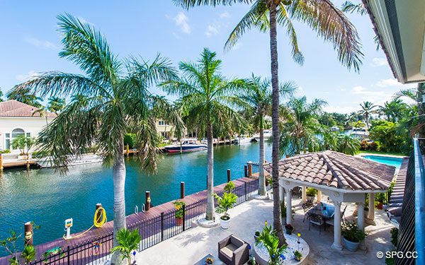 Balcony View of the Intracoastal Canal from Luxury Waterfront Estate Home,146 Nurmi Drive, Fort Lauderdale, Florida 33301