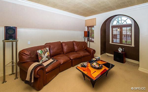 Den/Family Room inside Luxury Waterfront Estate Home,146 Nurmi Drive, Fort Lauderdale, Florida 33301