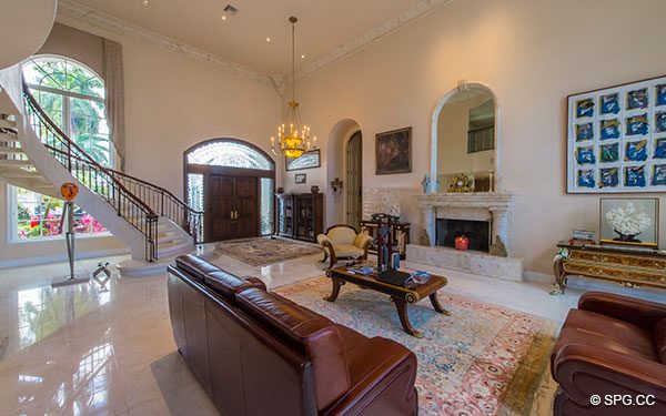 Magnificent 2-Story Living Room in Luxury Waterfront Estate Home,146 Nurmi Drive, Fort Lauderdale, Florida 33301
