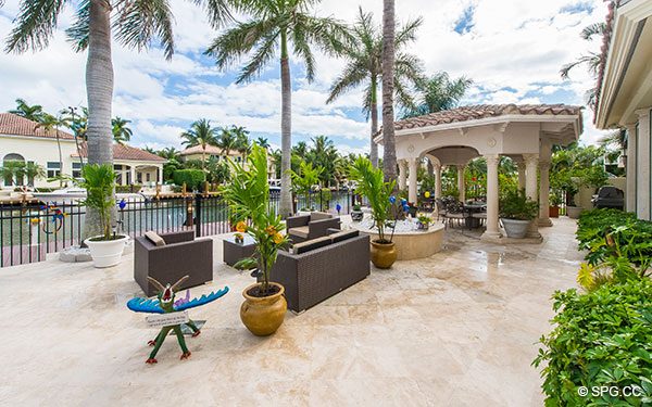 Pool Area and Gazeebo Overlooking Intracoastal at Luxury Waterfront Estate Home,146 Nurmi Drive, Fort Lauderdale, Florida 33301