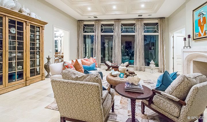 Living Room inside Luxury Waterfront Home, 2536 Lucille Drive, Fort Lauderdale, Florida 33316.
