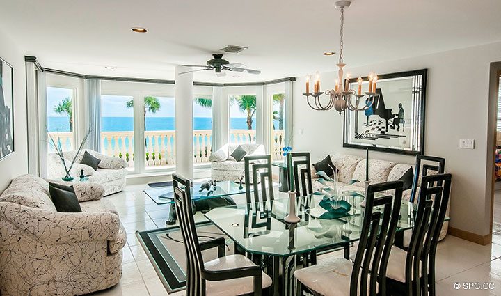 Dining Area and Family Room in Luxury Estate Home, 2618 North Atlantic Boulevard, Fort Lauderdale, Florida 33308