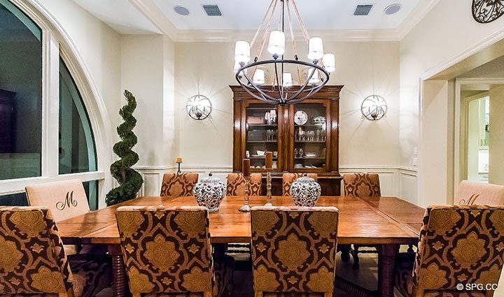 Dining Room inside Luxury Waterfront Home, 2536 Lucille Drive, Fort Lauderdale, Florida 33316.