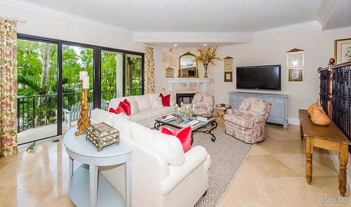 Living Room inside Luxury Waterfront Townhouse 12 at the Sea Ranch Club in Boca Raton, Florida 33431