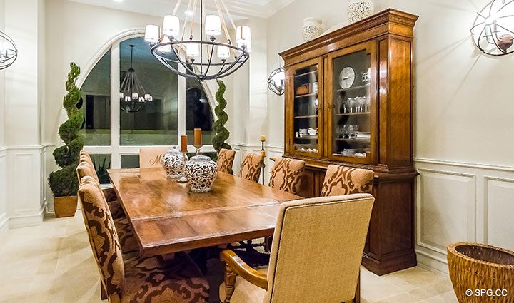 Dining Room in Luxury Waterfront Home, 2536 Lucille Drive, Fort Lauderdale, Florida 33316.