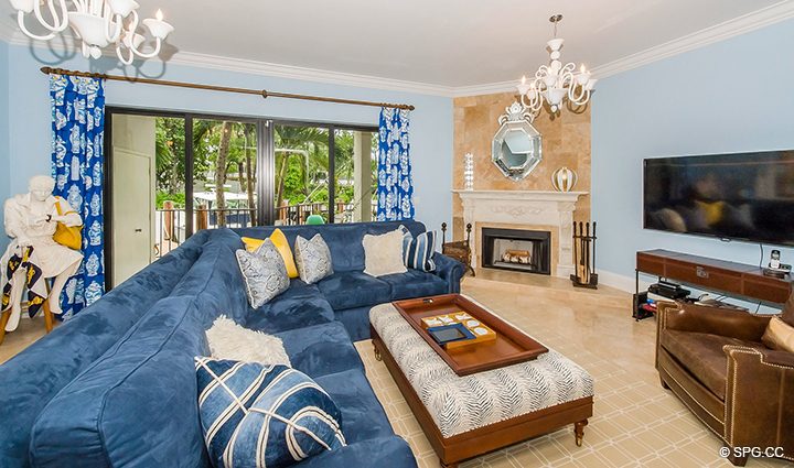 Family Room inside Luxury Waterfront Townhouse 12 at the Sea Ranch Club in Boca Raton, Florida 33431