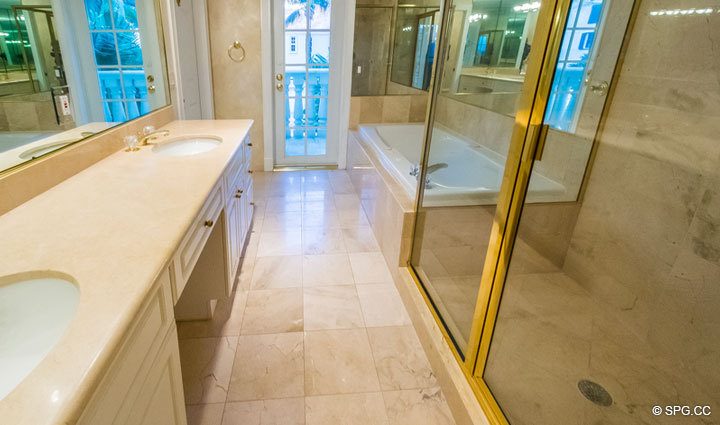 Master Bathroom inside Residence 4A at 1153 Hillsboro Mile, a Luxury Waterfront Townhome For Sale in Hillsboro Beach
