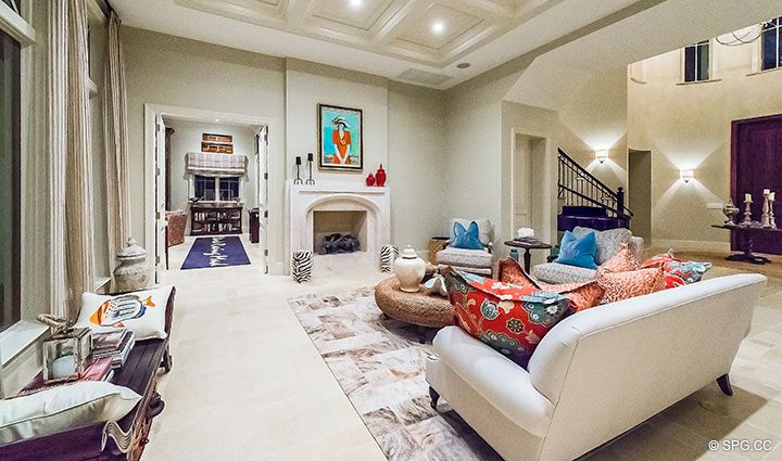 Grand Open Living Room in Luxury Waterfront Home, 2536 Lucille Drive, Fort Lauderdale, Florida 33316.
