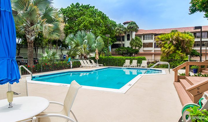 Pool Area outside Luxury Waterfront Townhouse 12 at the Sea Ranch Club in Boca Raton, Florida 33431