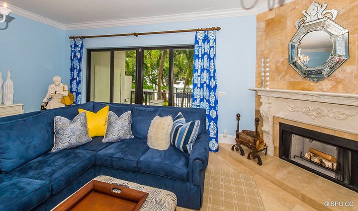Family Room in Luxury Waterfront Townhouse 12 at the Sea Ranch Club in Boca Raton, Florida 33431