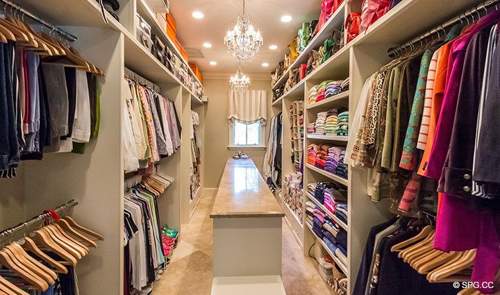 Master Walk In Closet inside Luxury Waterfront Home, 2536 Lucille Drive, Fort Lauderdale, Florida 33316.