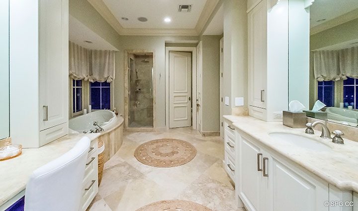 Master Bathroom inside Luxury Waterfront Home, 2536 Lucille Drive, Fort Lauderdale, Florida 33316.
