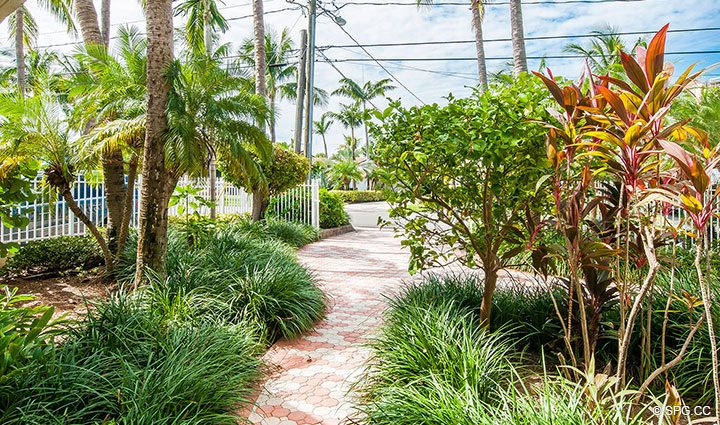 Path to Front Driveway in Luxury Estate Home, 2618 North Atlantic Boulevard, Fort Lauderdale, Florida 33308