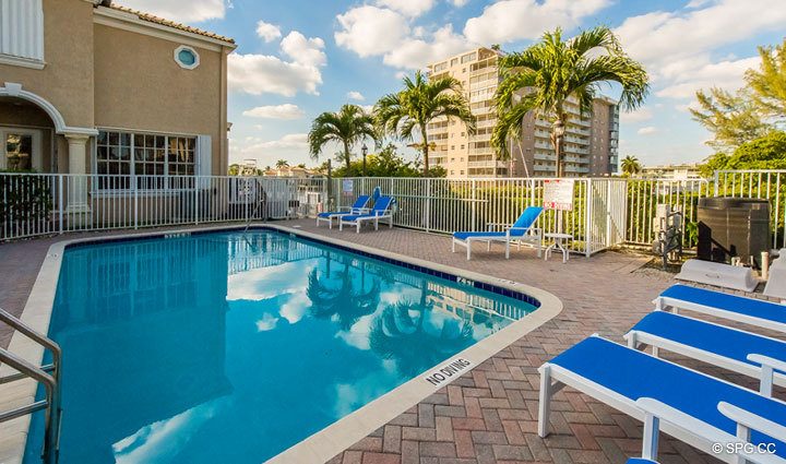 Heated Community Pool for Residence 4A at 1153 Hillsboro Mile, a Luxury Waterfront Townhome For Sale in Hillsboro Beach