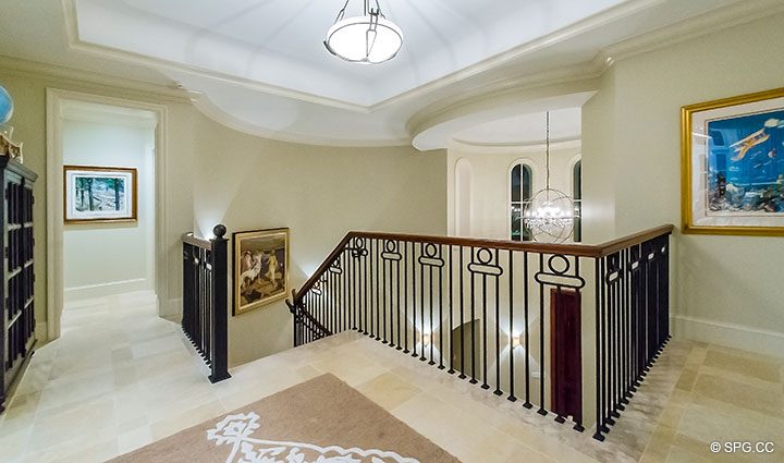 Second Floor Landing in Luxury Waterfront Home, 2536 Lucille Drive, Fort Lauderdale, Florida 33316.