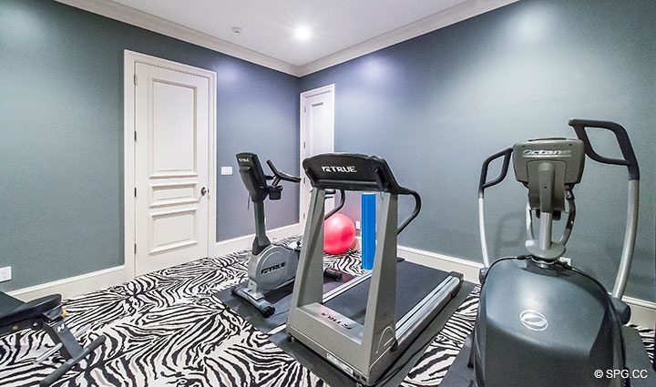 Fitness Room inside Luxury Waterfront Home, 2536 Lucille Drive, Fort Lauderdale, Florida 33316.
