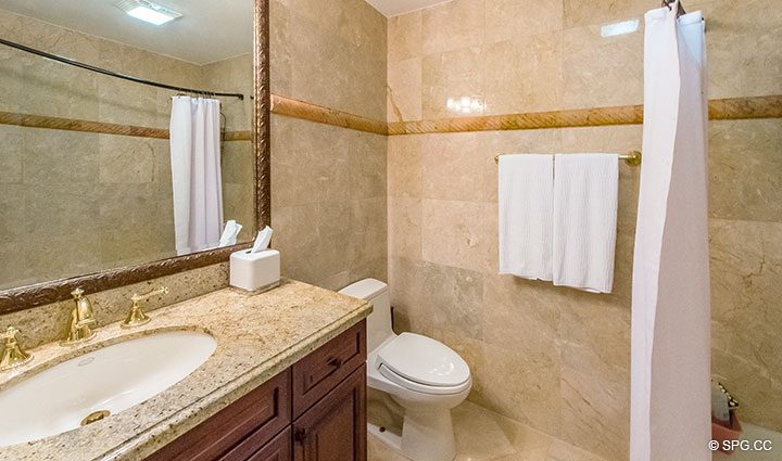 Guest Bathroom in Luxury Waterfront Townhouse 12 at the Sea Ranch Club in Boca Raton, Florida 33431