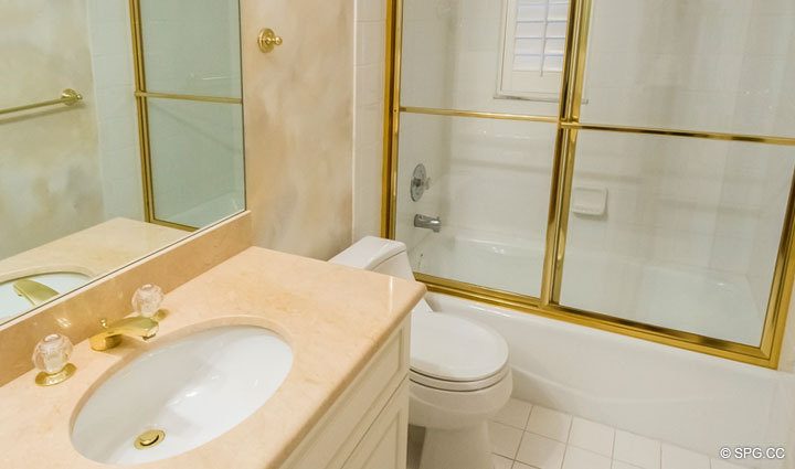 Guest Bathroom inside Residence 4A at 1153 Hillsboro Mile, a Luxury Waterfront Townhome For Sale in Hillsboro Beach