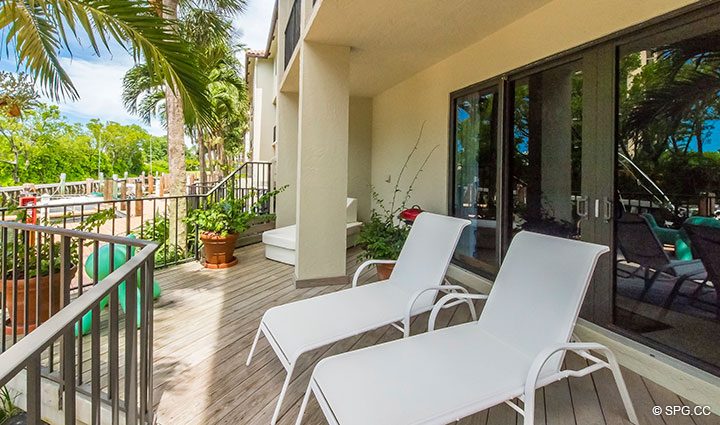 Private Patio Area for Luxury Waterfront Townhouse 12 at the Sea Ranch Club in Boca Raton, Florida 33431